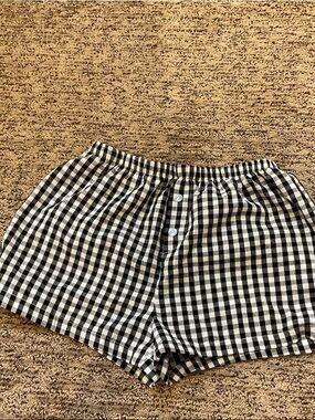 Gingham Cotton Blend Women’s Shorts - Black & White